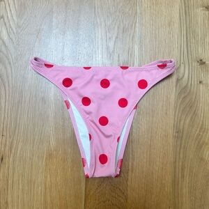 SOLID AND STRIPED Pink and Red Polka Dot Bikini Bottoms